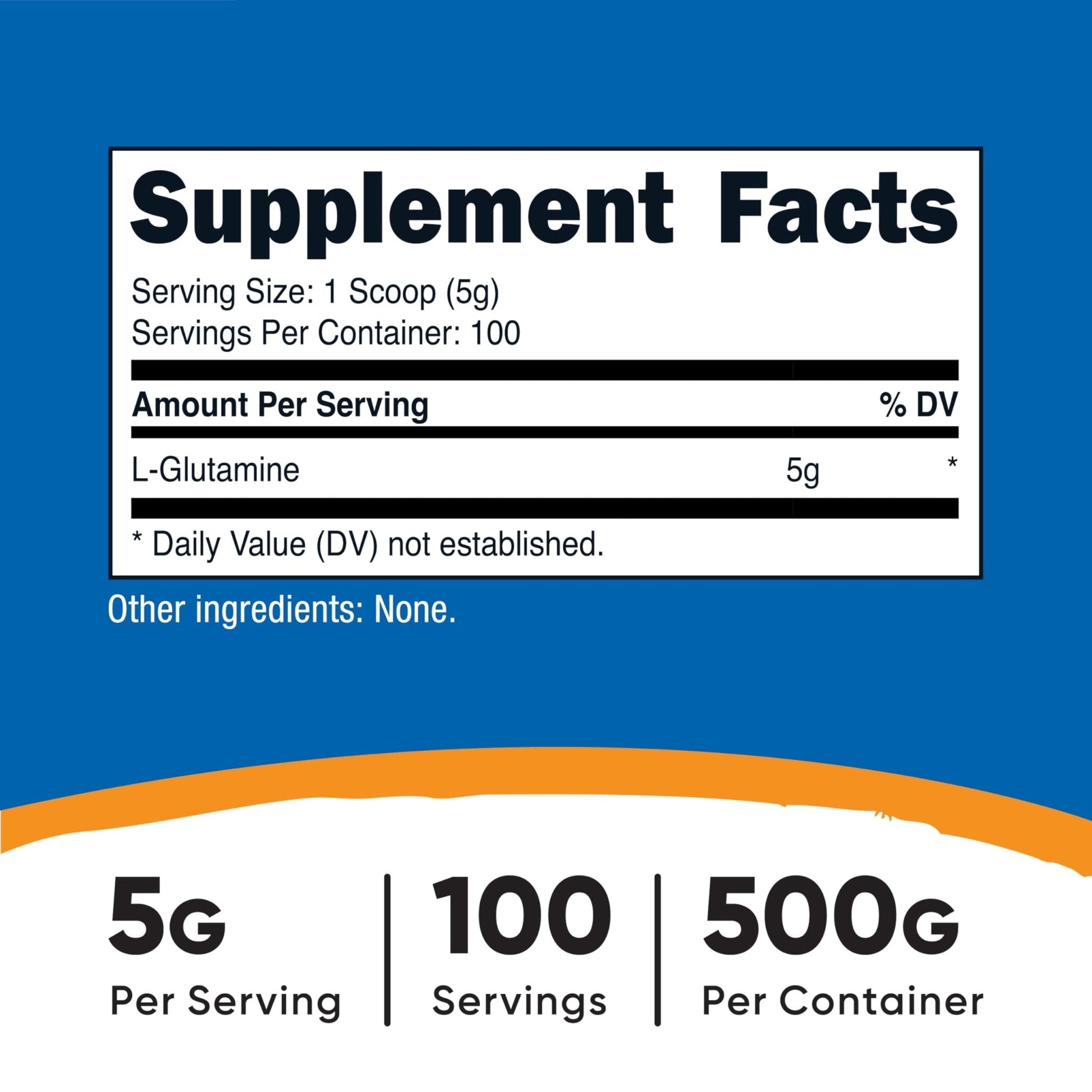 Nutricost L-Glutamine Powder (500 Grams) Unflavored - Gluten Free & Non-GMO, 100 Servings - Maple Wellness Supplements