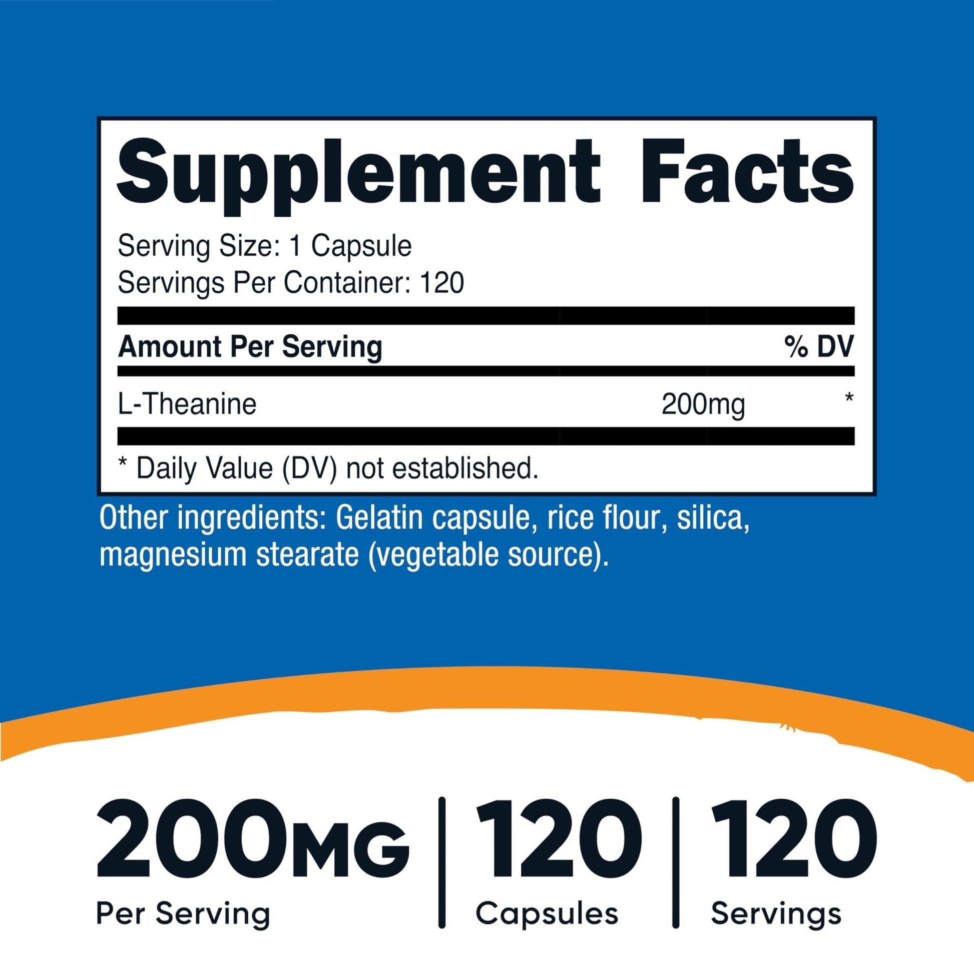 Nutricost L-Theanine 200mg, 120 Capsules, Double Strength - Non-GMO, Gluten Free - Maple Wellness Supplements