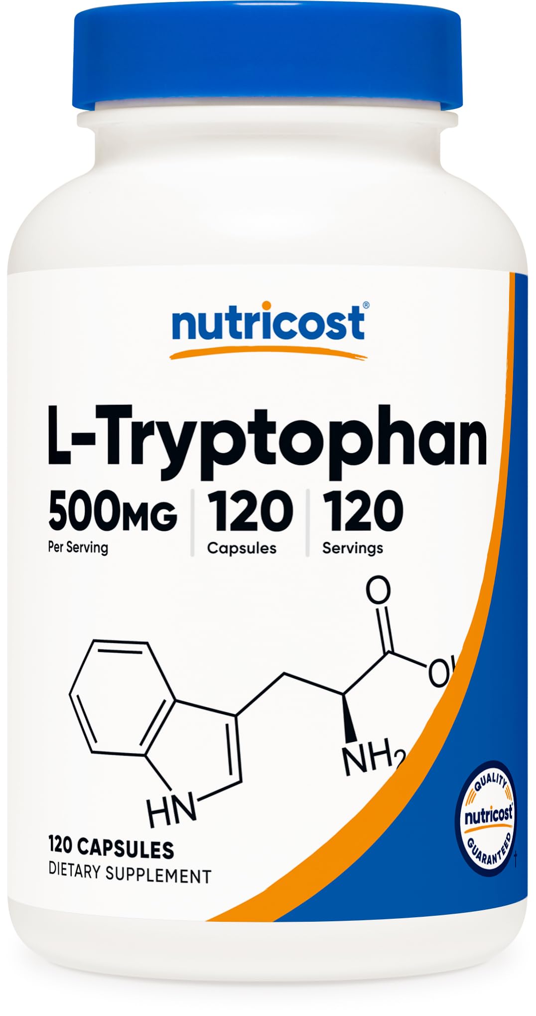 Nutricost L-Tryptophan 500mg, 120 Capsules - with BioPerine, Gluten Free, Non-GMO - Maple Wellness Supplements