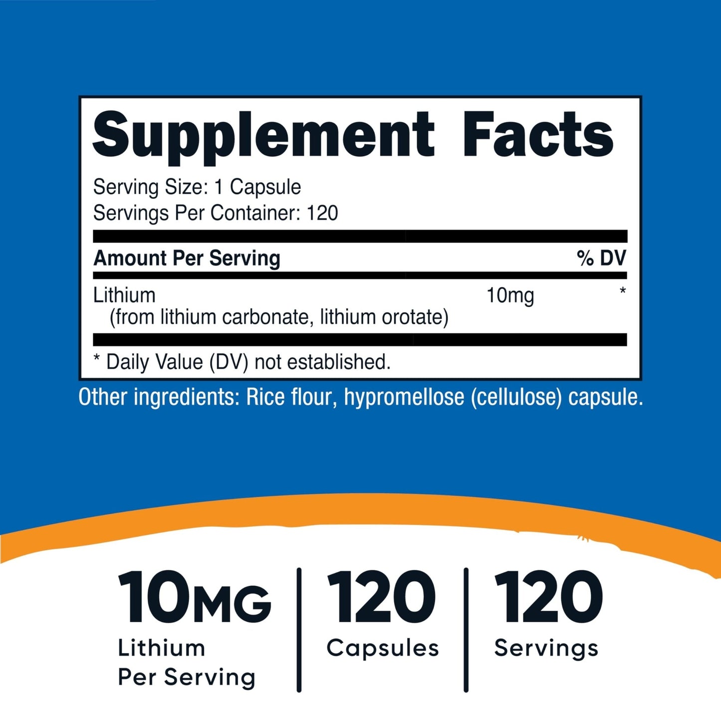 Nutricost Lithium Orotate (10mg) 120 Capsules - Vegan Lithium Supplement, GMO-Free, Gluten-Free - Maple Wellness Supplements