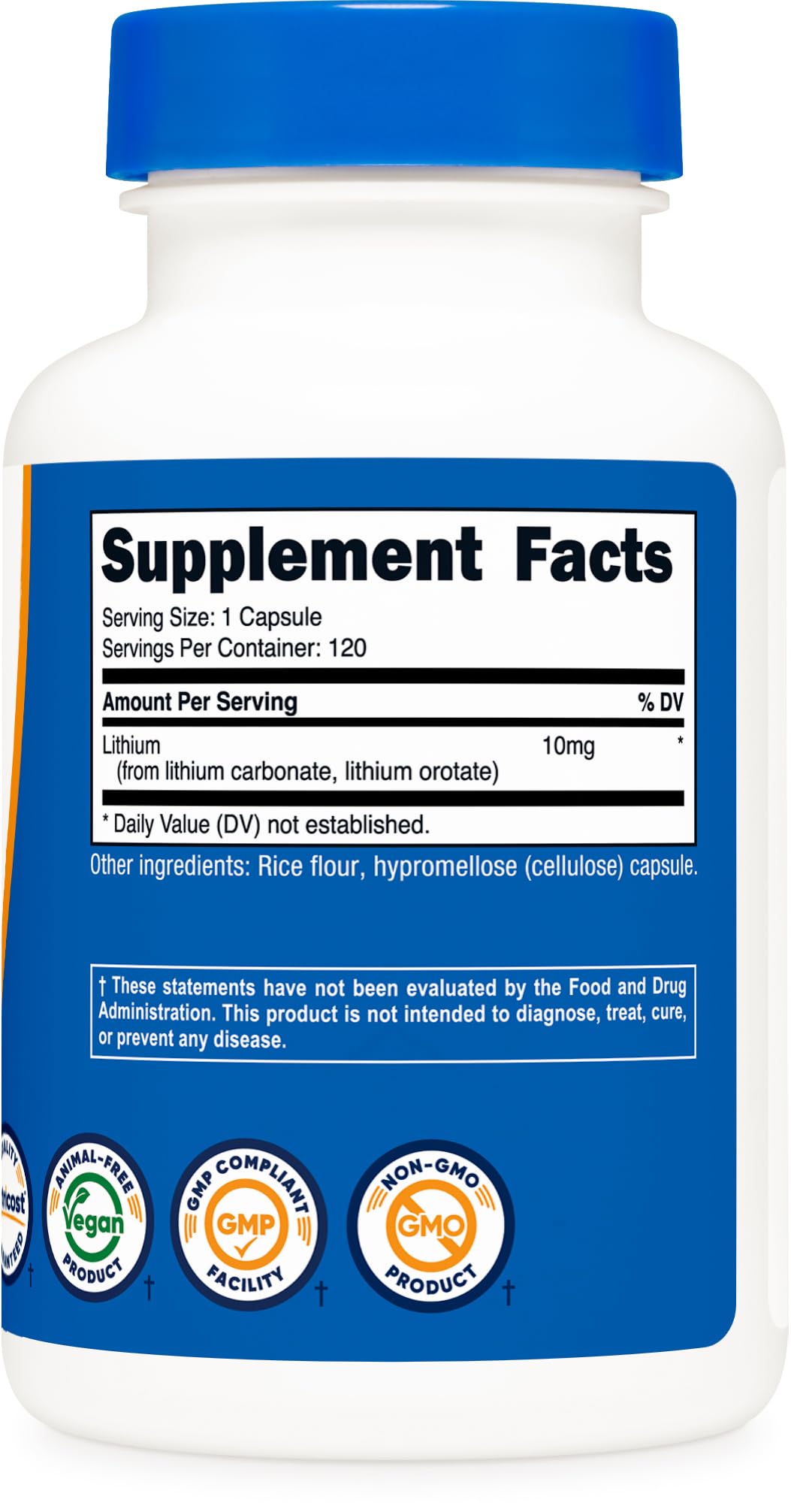 Nutricost Lithium Orotate (10mg) 120 Capsules - Vegan Lithium Supplement, GMO-Free, Gluten-Free - Maple Wellness Supplements