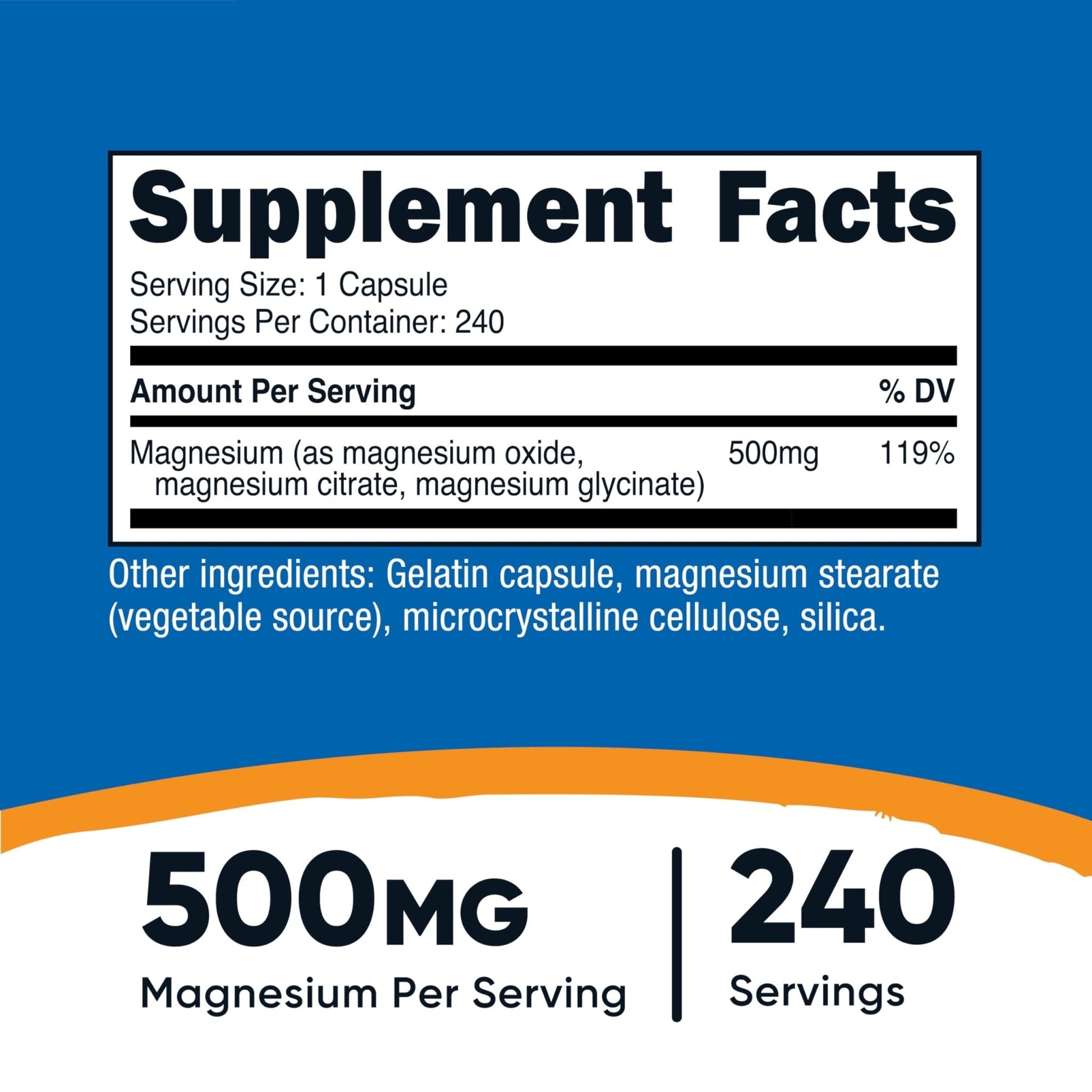Nutricost Magnesium Complex 500mg, 240 Capsules - Magnesium Oxide, Citrate, and Glycinate - Gluten Free and Non-GMO - Maple Wellness Supplements