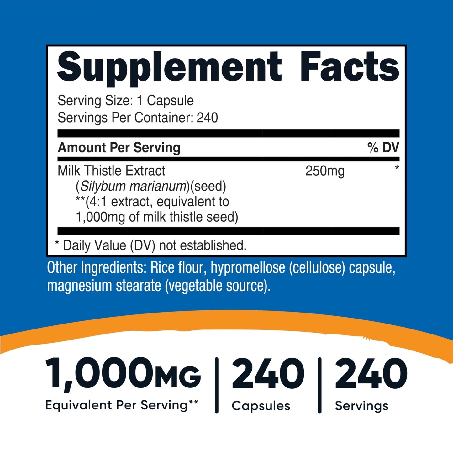 Nutricost Milk Thistle Extract 240 Capsules for 240 Servings Per Bottle - Vegan, GMO Free and Gluten Free - Maple Wellness Supplements