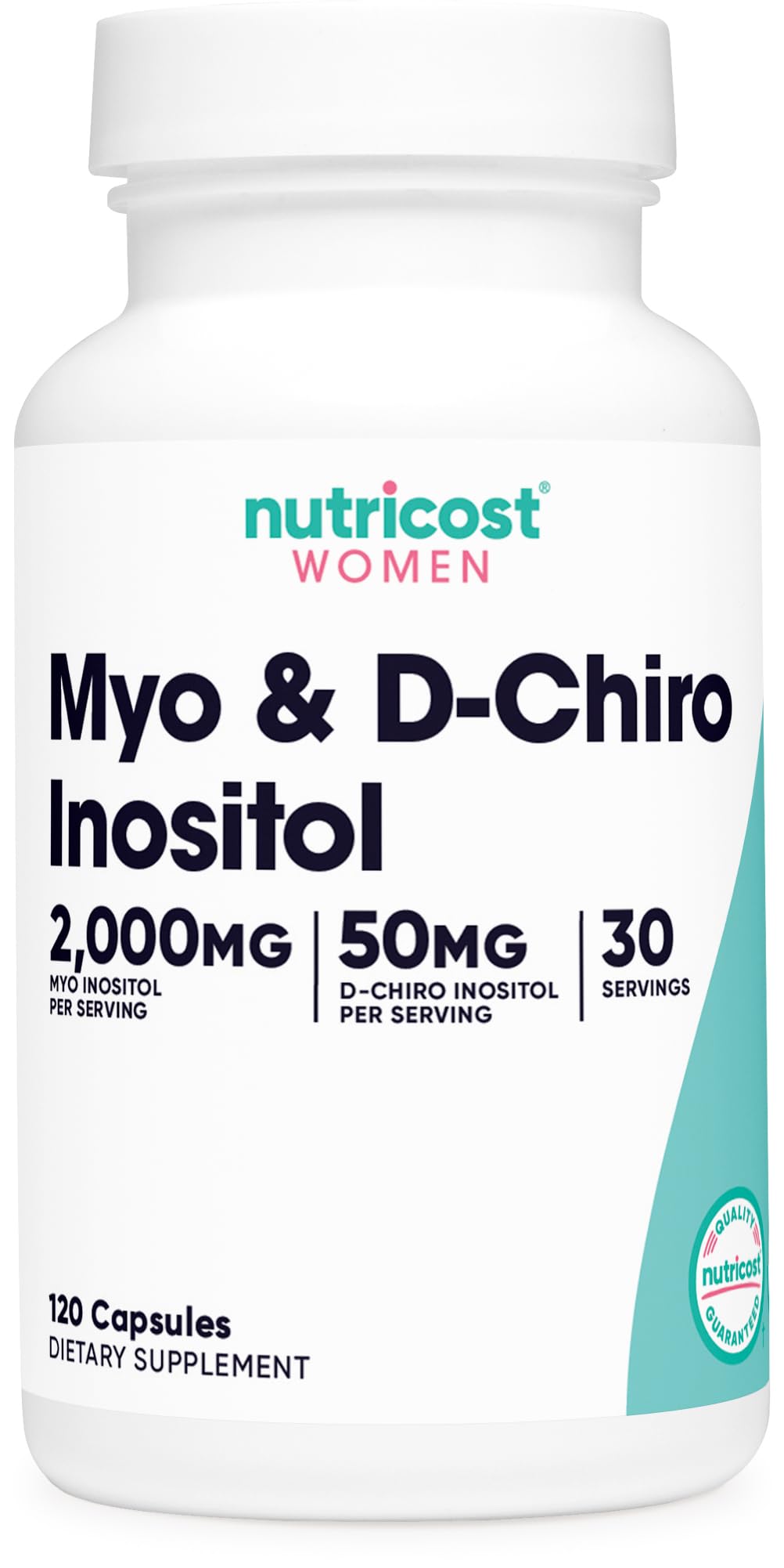 Nutricost Myo Inositol & D-Chiro Inositol for Women 2000mg, 120 Capsules, 2000mg Myo & 50mg D-Chiro Per Serving, 30 Servings - Maple Wellness Supplements