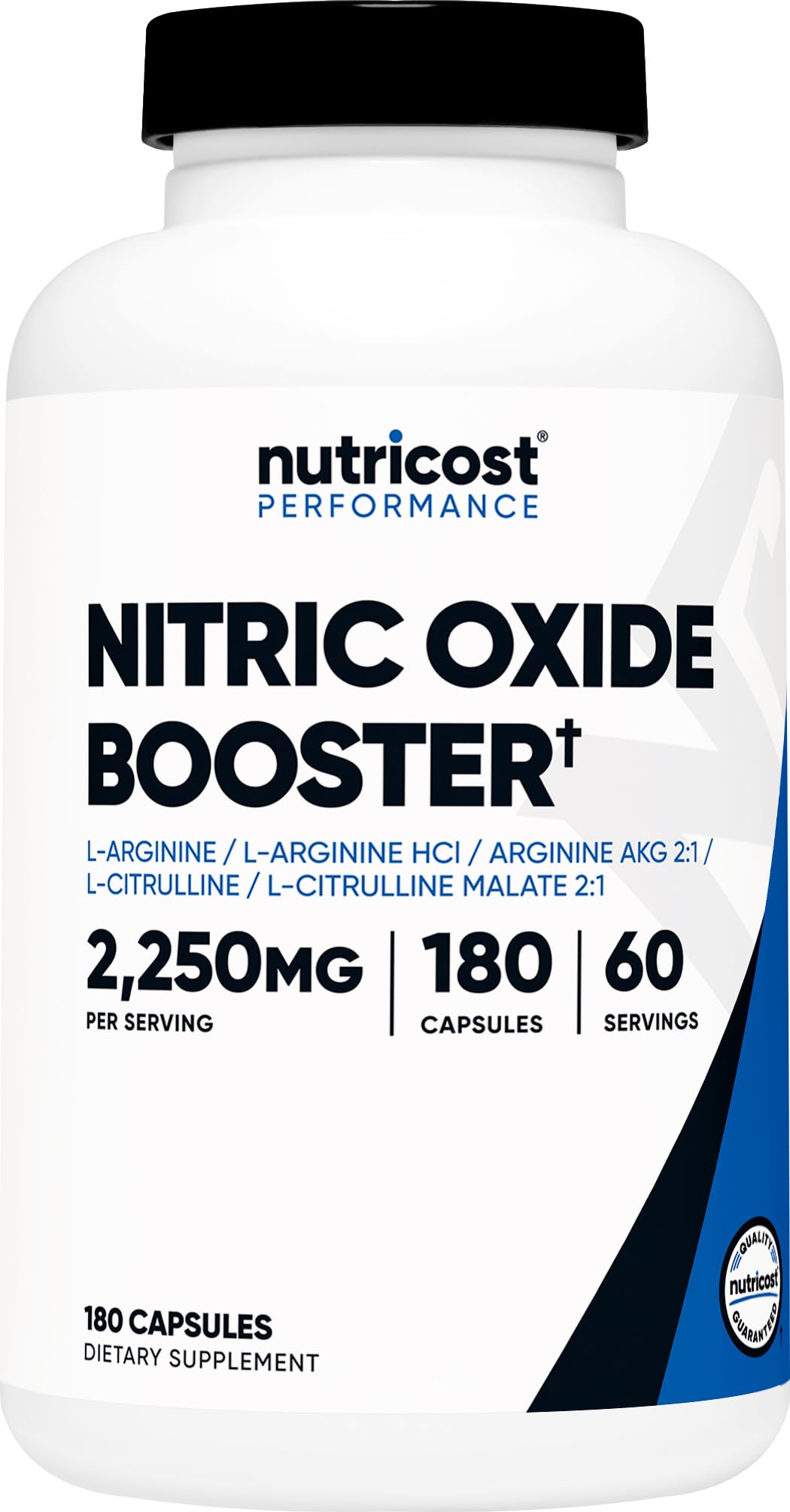 Nutricost Nitric Oxide Booster 2250mg, 180 Capsules - 750mg Per Casule, 60 Servings - Gluten Free and Non-GMO - Maple Wellness Supplements