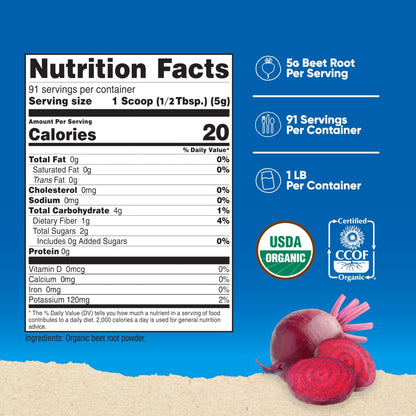 Nutricost Organic Beet Root Powder 1 LB - Vegan, Superfood, Certified USDA Organic - Maple Wellness Supplements
