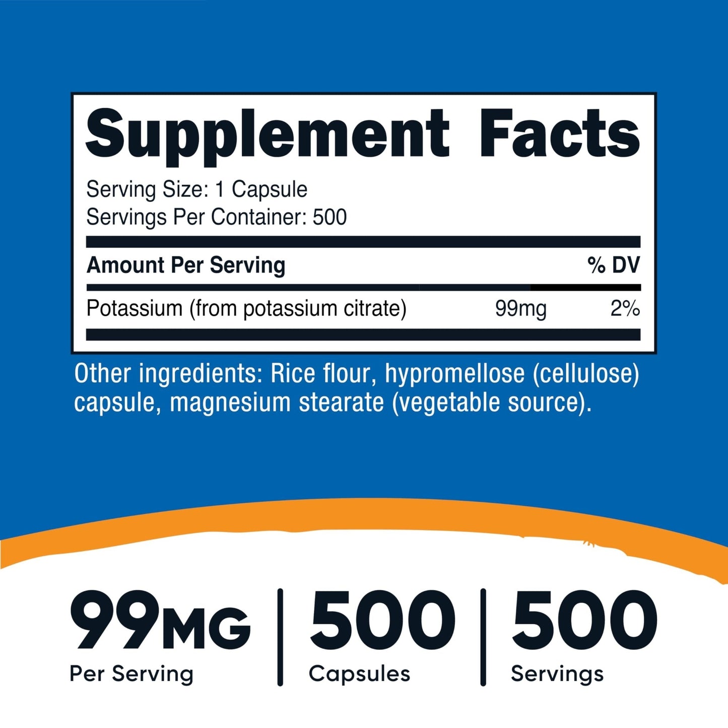 Nutricost Potassium Citrate 99mg, 500 Capsules - Maple Wellness Supplements