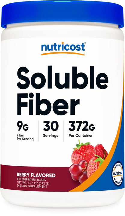 Nutricost Soluble Fiber (Berry Flavored) 30 Servings - Vegan, Non-GMO, Gluten Free - Maple Wellness Supplements
