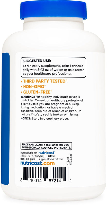 Nutricost Vitamin B12 (Methylcobalamin) 5000mcg, 240 Capsules - Vegetarian Caps, Non-GMO, Gluten Free B12 Supplement - Maple Wellness Supplements