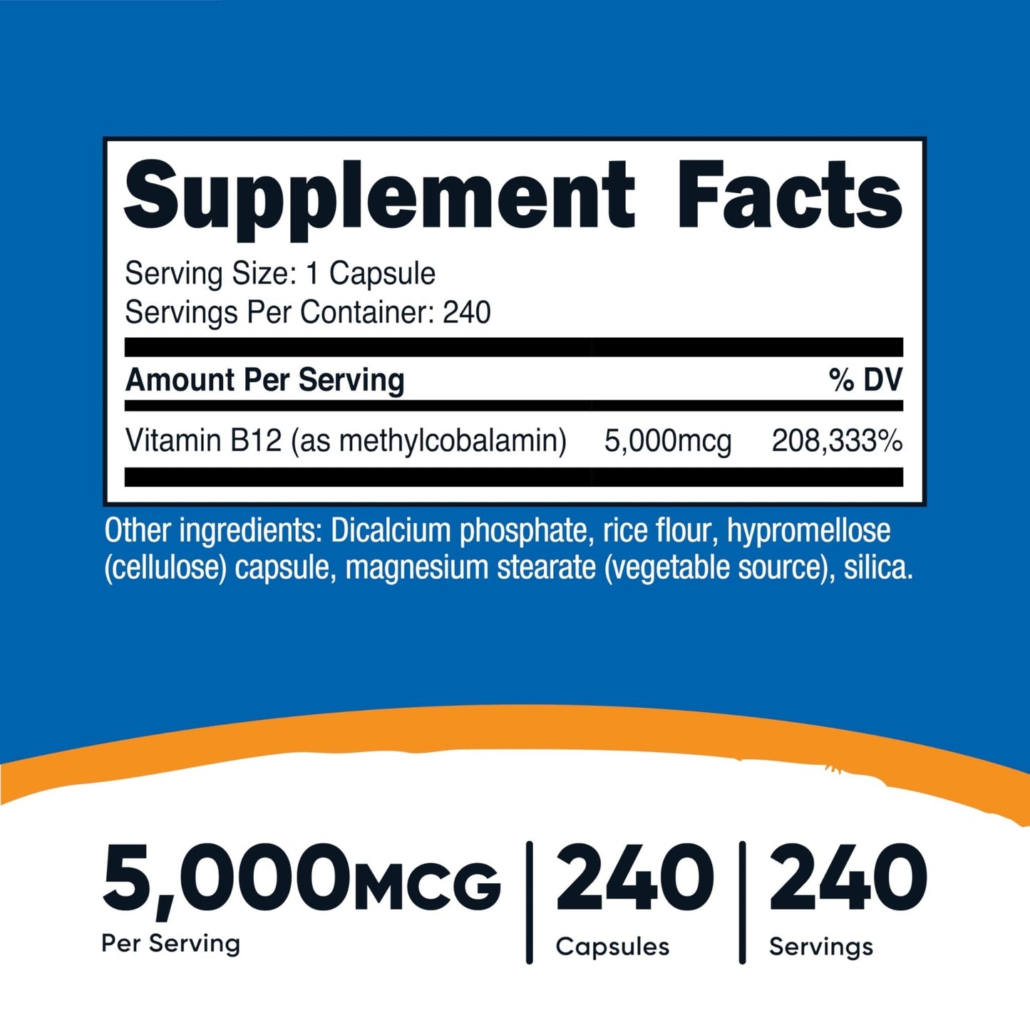 Nutricost Vitamin B12 (Methylcobalamin) 5000mcg, 240 Capsules - Vegetarian Caps, Non-GMO, Gluten Free B12 Supplement - Maple Wellness Supplements
