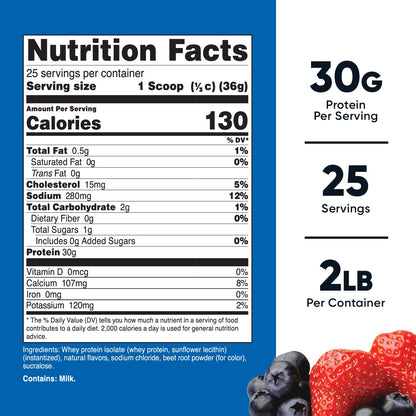 Nutricost Whey Protein Isolate (Strawberry Acai, 2 Pounds) - Maple Wellness Supplements