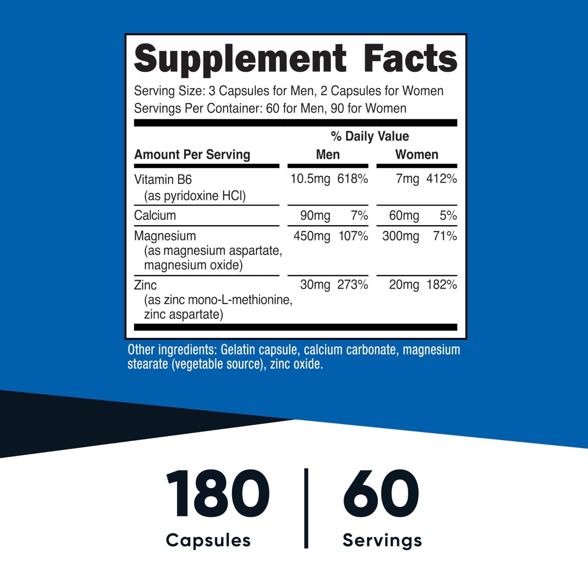 Nutricost ZMA 180 Capsules - Non-GMO and Gluten Free ZMA Supplement - Maple Wellness Supplements