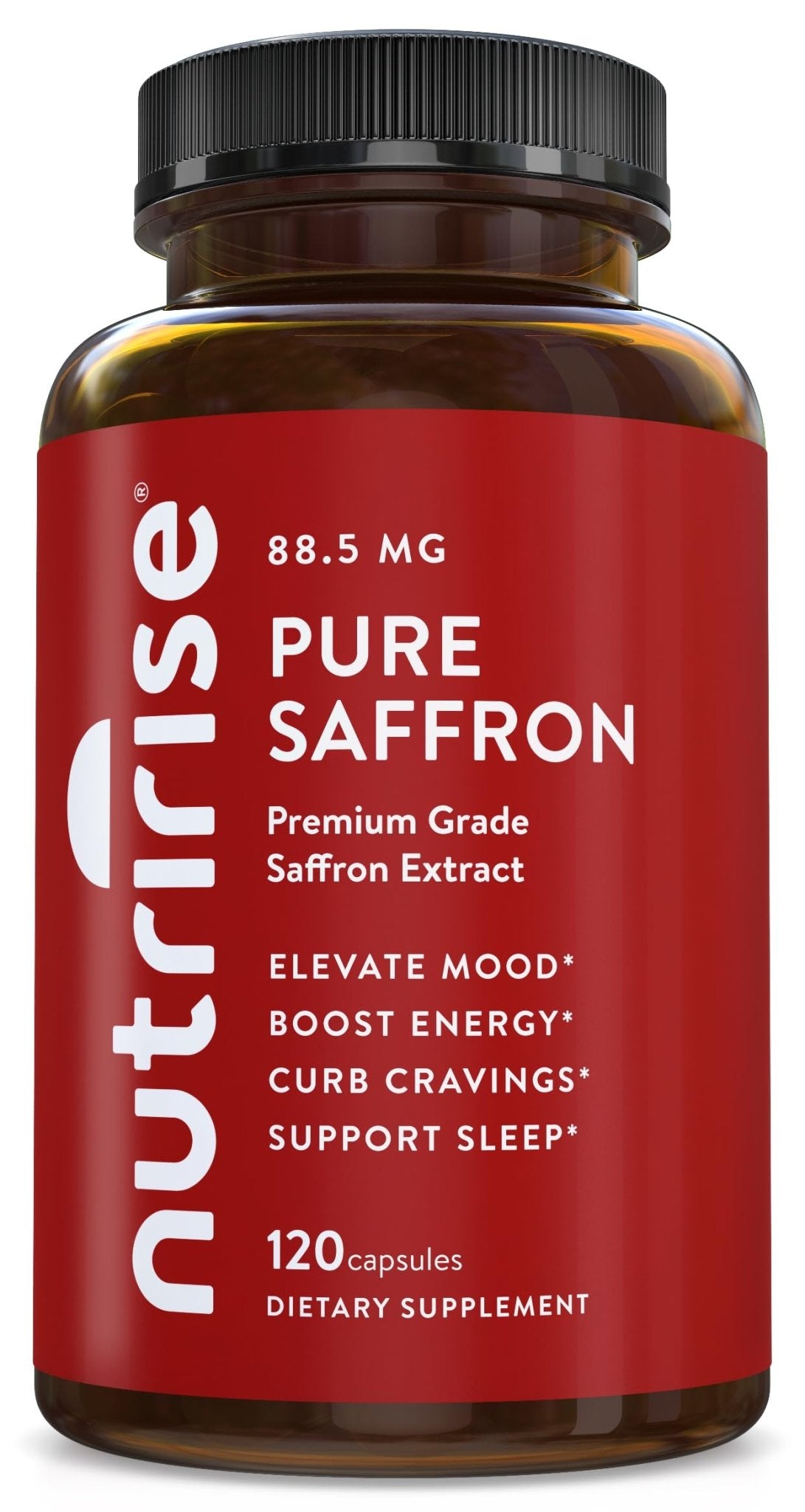 NutriRise Saffron Supplements 120 Capsules, 88.5mg Pure Extract - 4 Month Supply for Mood, Energy, Sleep, Stress & Cortisol Support - Non-GMO - Maple Wellness Supplements