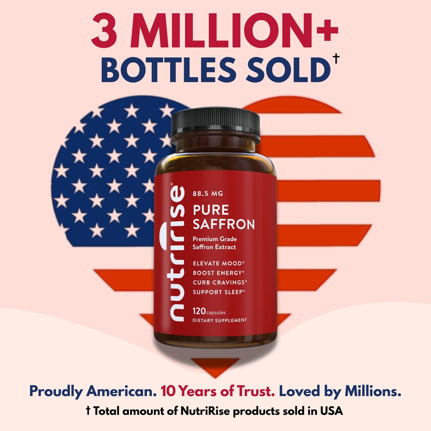 NutriRise Saffron Supplements 120 Capsules, 88.5mg Pure Extract - 4 Month Supply for Mood, Energy, Sleep, Stress & Cortisol Support - Non-GMO - Maple Wellness Supplements