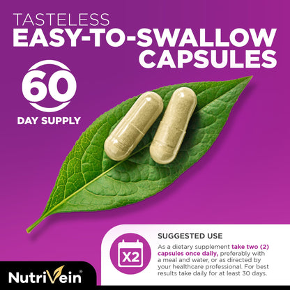 Nutrivein Premium Resveratrol 1450mg - 120 Caps: Pure Trans Resveratrol Supplement Enhanced with Green Tea Leaf & Acai Berry - Maple Wellness Supplements