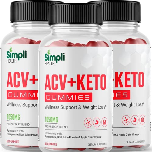 Nutrocell Simpli Health ACV Ketos Gummies Keto Apple Cider Vinegar 1050mg - Maple Wellness Supplements