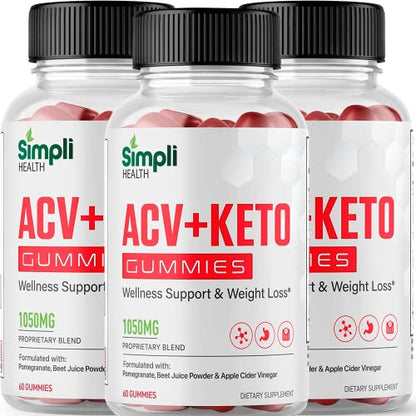 Nutrocell Simpli Health ACV Ketos Gummies Keto Apple Cider Vinegar 1050mg - Maple Wellness Supplements