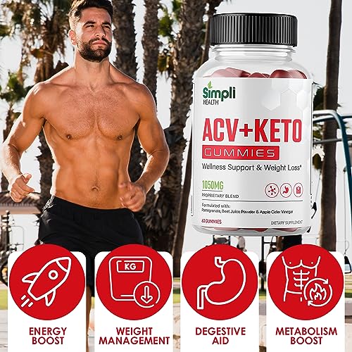 Nutrocell Simpli Health ACV Ketos Gummies Keto Apple Cider Vinegar 1050mg - Maple Wellness Supplements