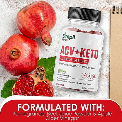 Nutrocell Simpli Health ACV Ketos Gummies Keto Apple Cider Vinegar 1050mg - Maple Wellness Supplements