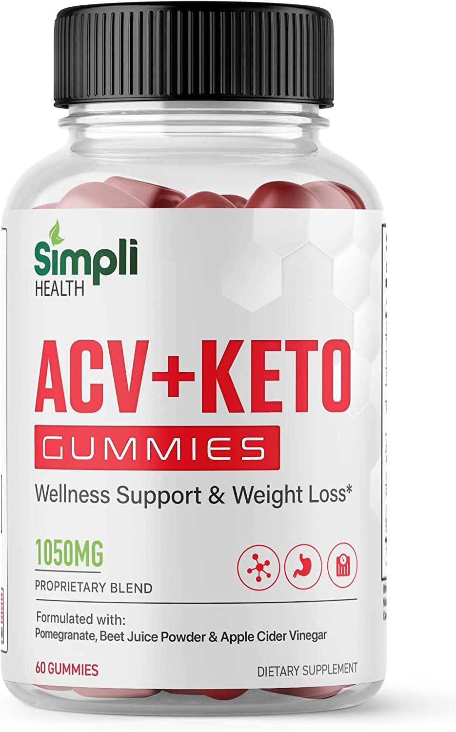 Nutrocell Simpli Health ACV Ketos Gummies Keto Apple Cider Vinegar 1050mg, Simplihealth - Maple Wellness Supplements