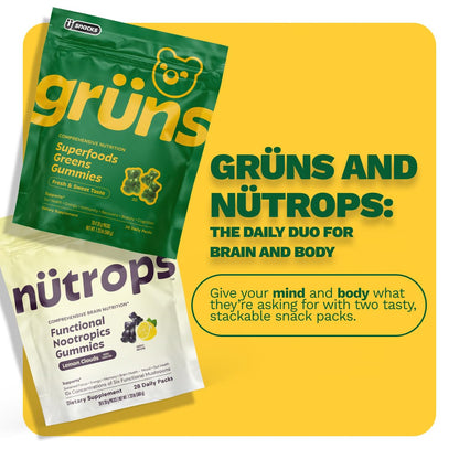 Nutrops Lions Mane Mushroom Gummies for adults, Functional Nootropics, Herbal Brain Supplement for Energy, Brain Health, Cognitive, Memory & Focus, Reishi, Chaga, Cordyceps, Coriolus, 28 daily Packs - Maple Wellness Supplements