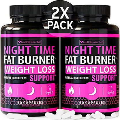 NuttraFaza INC (2 Pack) Night Time Weight Loss Pills for Women Belly Fat Burner - Maple Wellness Supplements