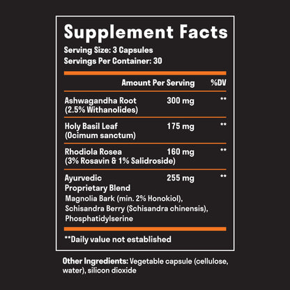 Nuven Naturals Adrenal Support - Cortisol Manager & Adrenal Support Supplements with Ashwagandha Extract, Rhodiola Rosea, Holy Basil to Help Stress, Fatigue & Energy | Adaptogens | 90 Capsules - Maple Wellness Supplements