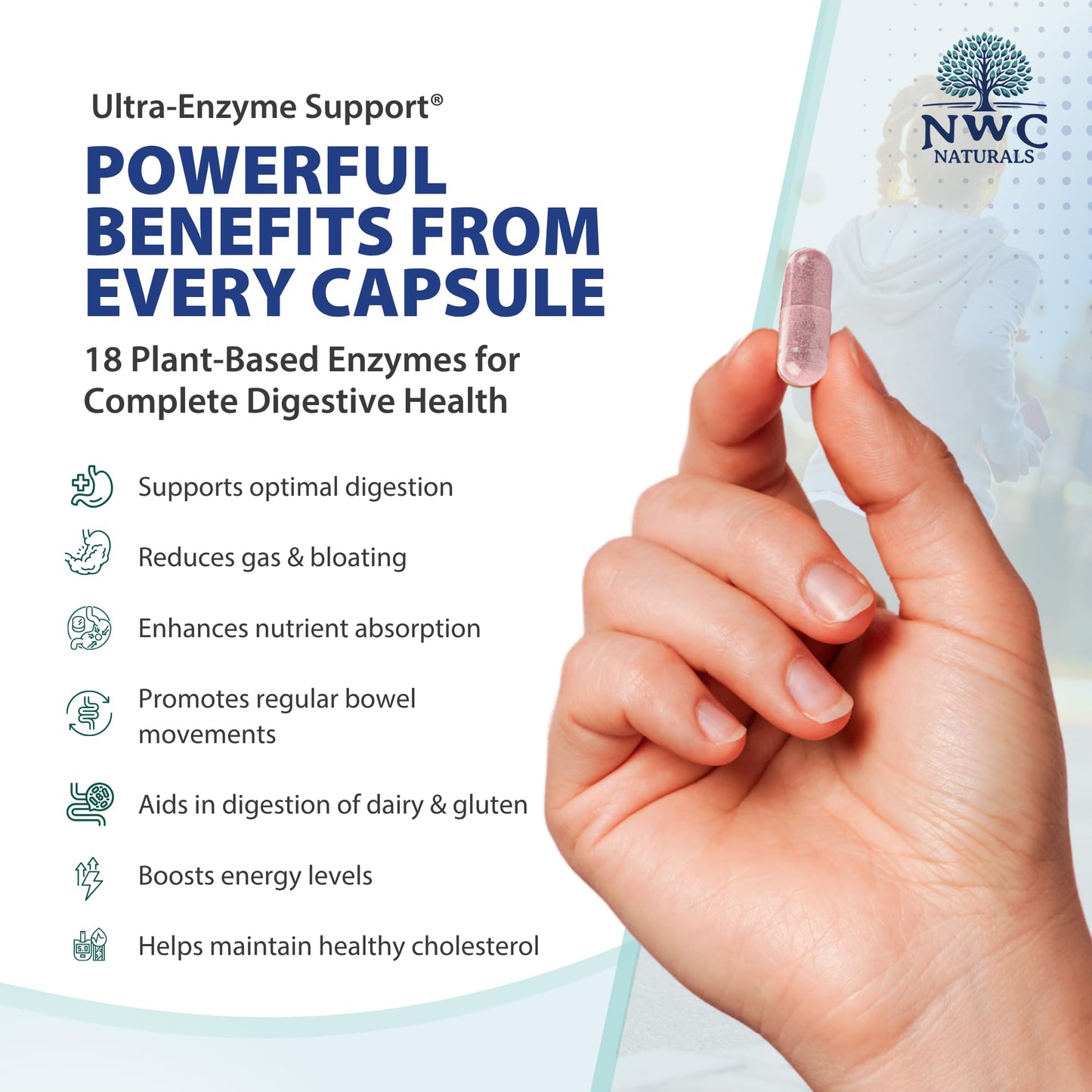 NWC Naturals Ultra-Enzyme Support, Natural Digestive Supplement, Promotes Optimal Health and Digestion, 200 count Capsules - Maple Wellness Supplements