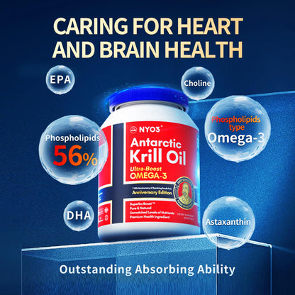 NYO3 Antarctic Krill Oil 1000mg Omega 3 Supplement, EPA & DHA, 90 Softgels Astaxanthin - Maple Wellness Supplements