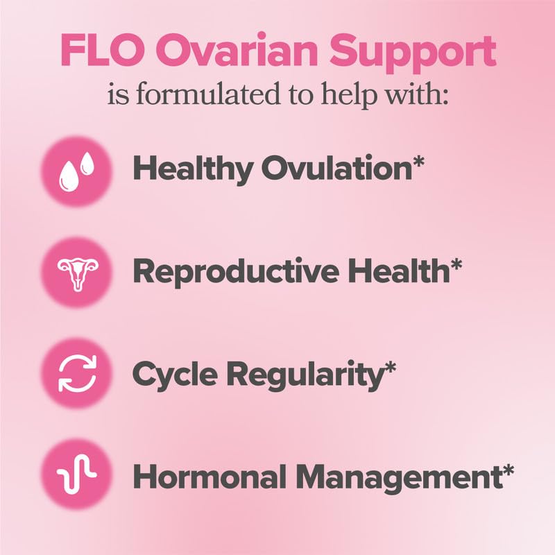 O Positiv FLO Ovarian Health Support - Hormone Balance for Women, Supplement with DIM, Myo & D-Chiro Inositol, Folic Acid - Supports Healthy Ovulation - Maple Wellness Supplements