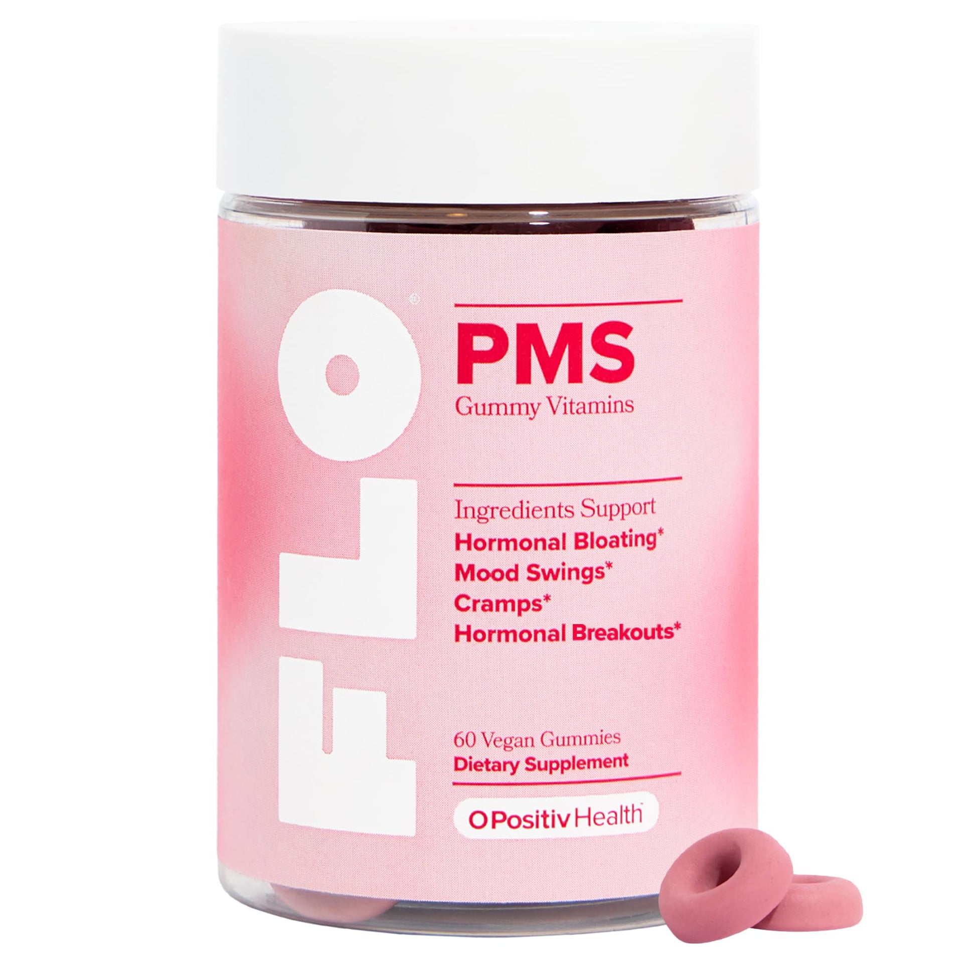 O Positiv FLO PMS Gummies for Women - Proactive PMS Relief - Targets Hormonal Breakouts, Bloating, Cramps, & Mood Swings with Chasteberry - Maple Wellness Supplements