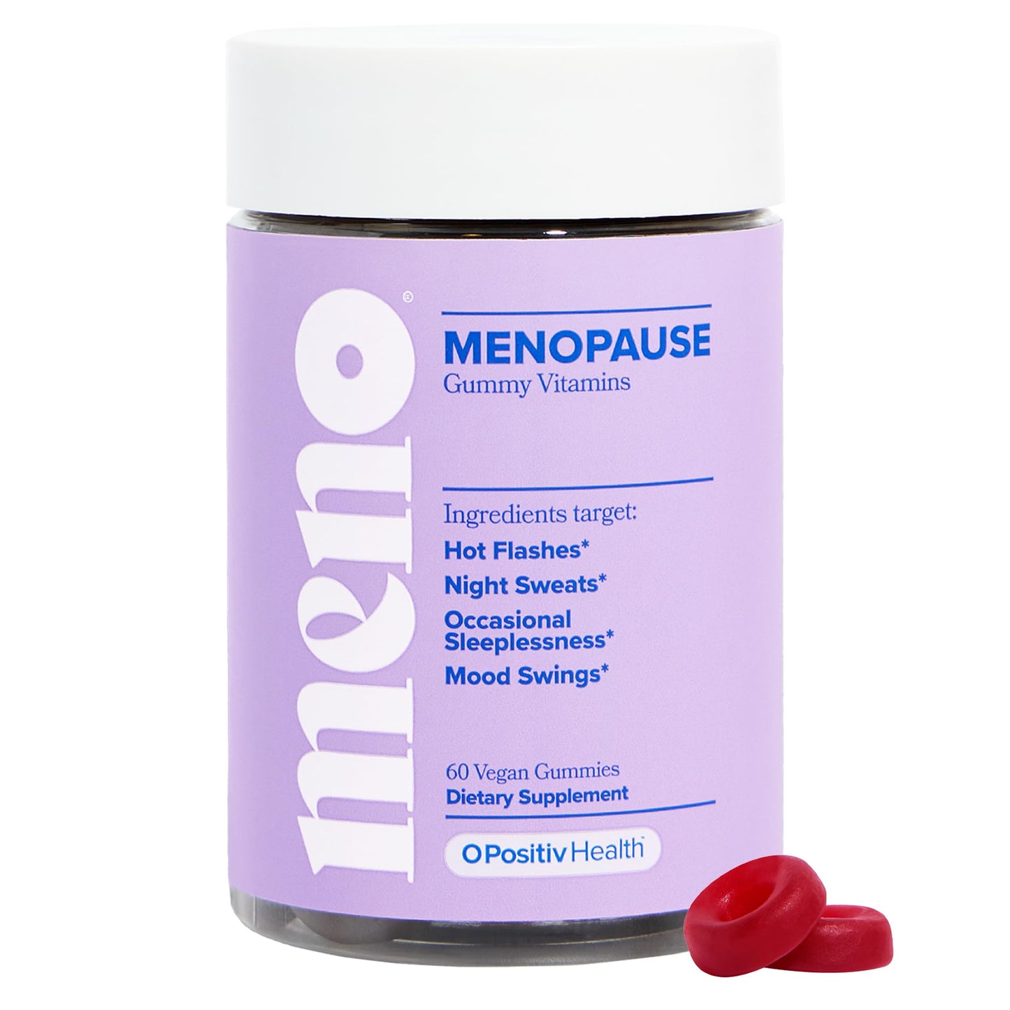 O Positiv MENO Gummies for Menopause, 30 Servings (Pack of 1) - Hormone-Free Supplements for Women with Black Cohosh & Ashwagandha KSM-66 - Helps Alleviate Hot Flashes, Night Sweats, & Mood Swings - Maple Wellness Supplements