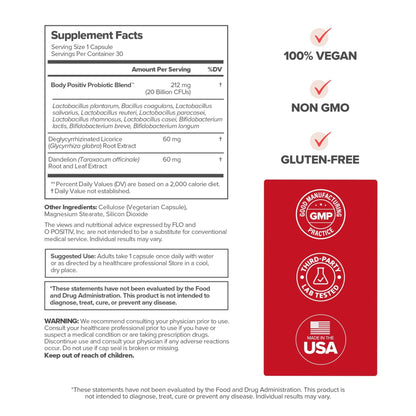 O Positiv URO Women’s Probiotic – All-in-one Probiotic for Women - Vaginal, Gut, Skin, and Oral Microbiome Health – 20B+ CFUs, Licorice Root, Dandelion – Non-GMO, Vegan, Gluten-Free – 30 Capsules - Maple Wellness Supplements