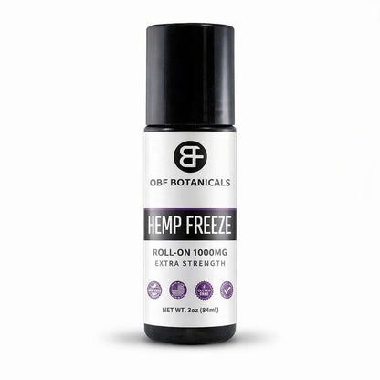 OBF Botanicals Hemp Roll On 3 Oz Instant Effect Topical Pain Relief Hemp Extract and Menthol Concentrated Roll On for Aching Muscles, Joint Relief, Ligaments - 1000mg - Maple Wellness Supplements