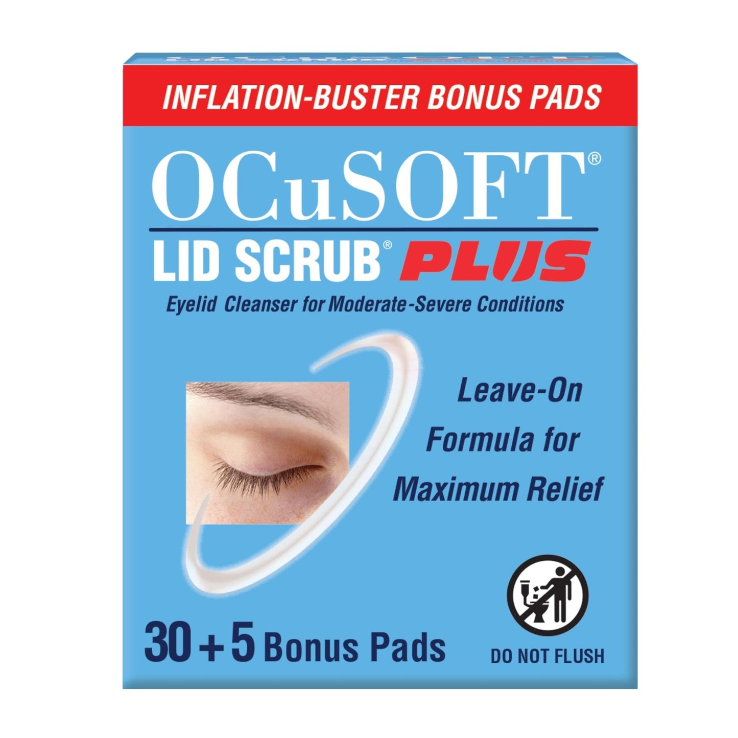 OCuSOFT Lid Scrub PLUS 35 - Pre-Moistened Leave-On Eyelid Wipes for Moderate to Severe Conditions - Maple Wellness Supplements