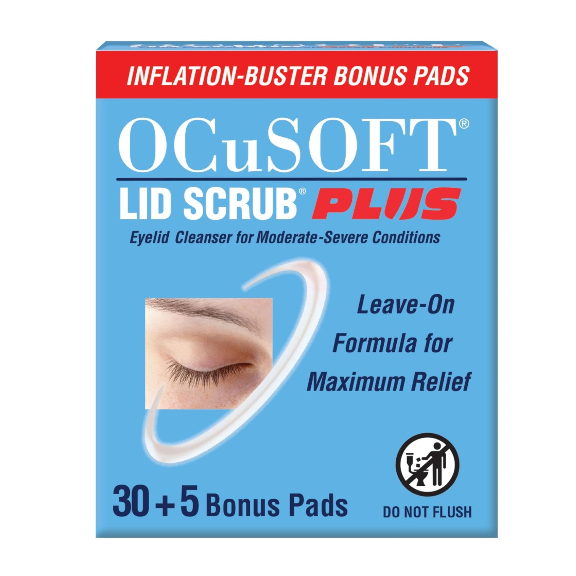 OCuSOFT Lid Scrub PLUS 35 - Pre-Moistened Leave-On Eyelid Wipes for Moderate to Severe Conditions - Maple Wellness Supplements