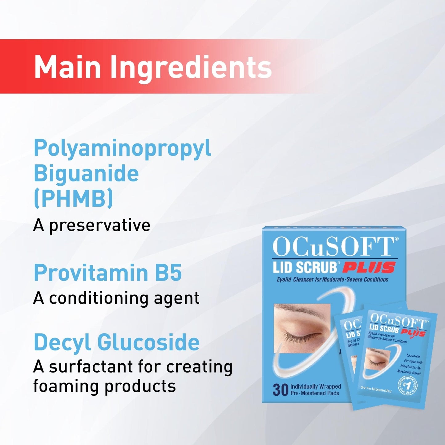 OCuSOFT Lid Scrub PLUS 35 - Pre-Moistened Leave-On Eyelid Wipes for Moderate to Severe Conditions - Maple Wellness Supplements