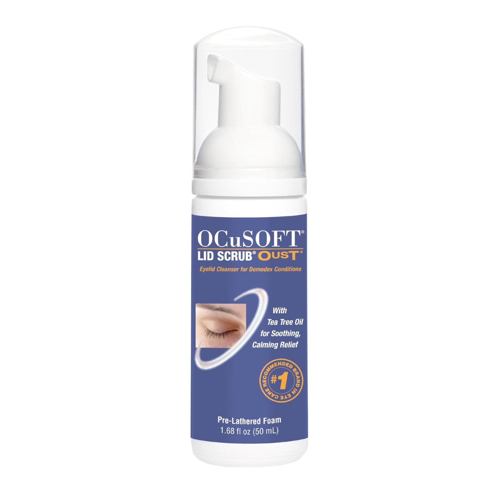 OCuSOFT Oust Demodex Foam Cleanser - Extra Strength - Foaming Cleanser for Eyelids & Eyelashes with Tea Tree Oil - Maple Wellness Supplements