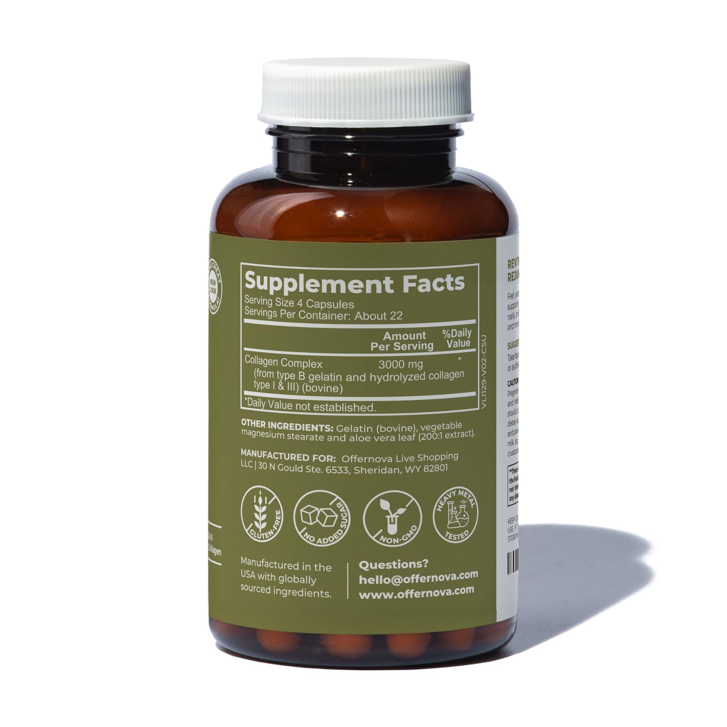 Offernova Collagen Ultra Hydrolyzed Collagen Supplements - 3000mg Anti Aging Bovine Collagen Peptides for Healthy Joints, Bones, Hair and Skin. - Maple Wellness Supplements