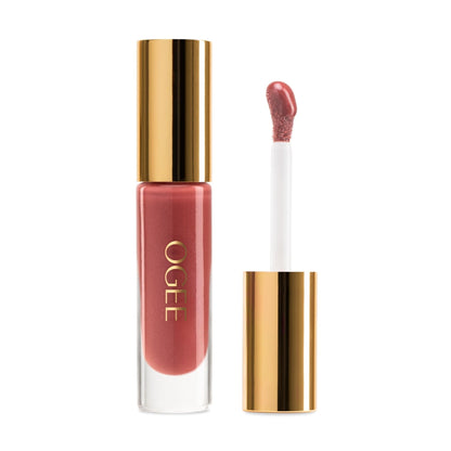 Ogee Beyond Clean Lip Gloss - Certified Organic Lip Gloss for Women - Effortlessly Plump, Hydrate & Add High-Shine Color, Freesia - Desert Rose Shimmer - Maple Wellness Supplements