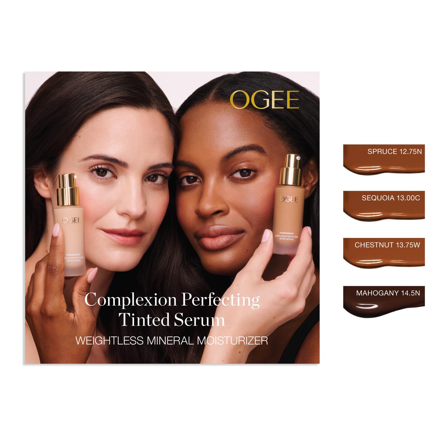 Ogee Complexion Perfecting Liquid Foundation - Lightweight Tinted Moisturizer For Face (Mahogany 14.5N - Deep Cocoa (Rich Undertones) - with Vitamin C & Jojoba Oil - Certified Organic & Made in USA - Maple Wellness Supplements
