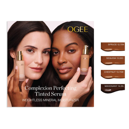 Ogee Complexion Perfecting Liquid Foundation - Lightweight Tinted Moisturizer For Face (Spruce 12.75N - Deep, Bronze Undertones) - with Vitamin C & Jojoba Oil - Certified Organic & Made in USA - Maple Wellness Supplements