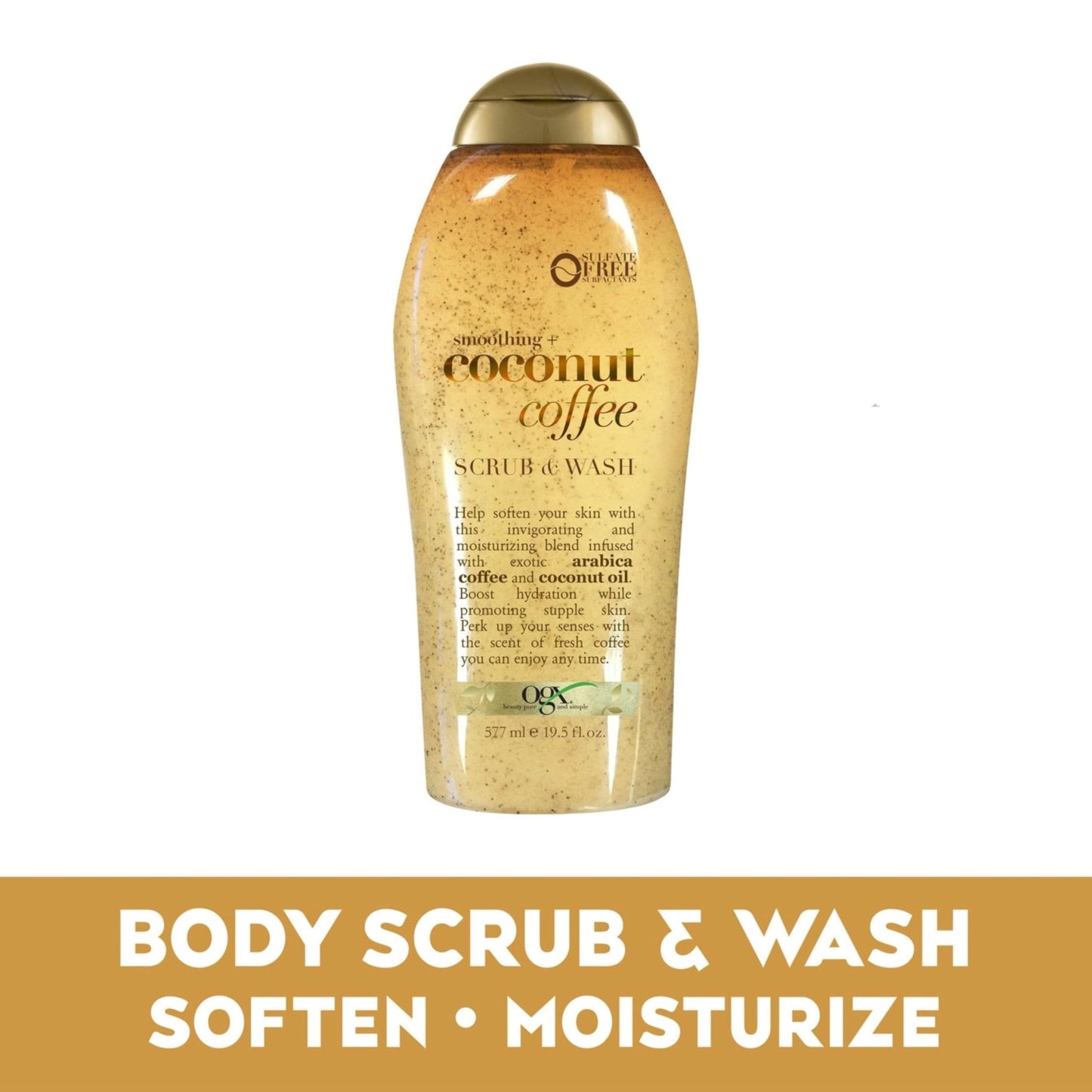 OGX Smoothing + Coconut Coffee Exfoliating Body Scrub with Arabica Coffee & Coconut Oil - Maple Wellness Supplements
