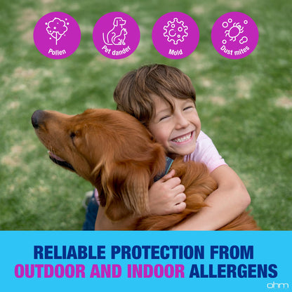 Ohm Children's Allergy Medicine, Loratadine 5mg, Chewable Tablets (30 Count) Bubblegum Flavor, Non-Drowsy Antihistamine, 24-Hour Allergy Relief for Runny Nose, Watery Eyes, Itchy Throat & Nose - Maple Wellness Supplements