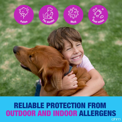 Ohm Children's Allergy Medicine, Loratadine 5mg, Chewable Tablets (30 Count) Grape Flavor, Non-Drowsy Antihistamine, 24-Hour Allergy Relief for Runny Nose, Watery Eyes, Itchy Throat & Nose - Maple Wellness Supplements