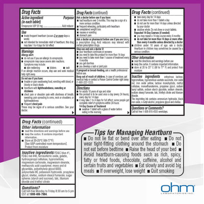 Ohm Omeprazole Delayed-Release Tablets, 20mg Acid Reducer, Treats Frequent Heartburn (12 Weeks of Supply, 84, Count) - Maple Wellness Supplements