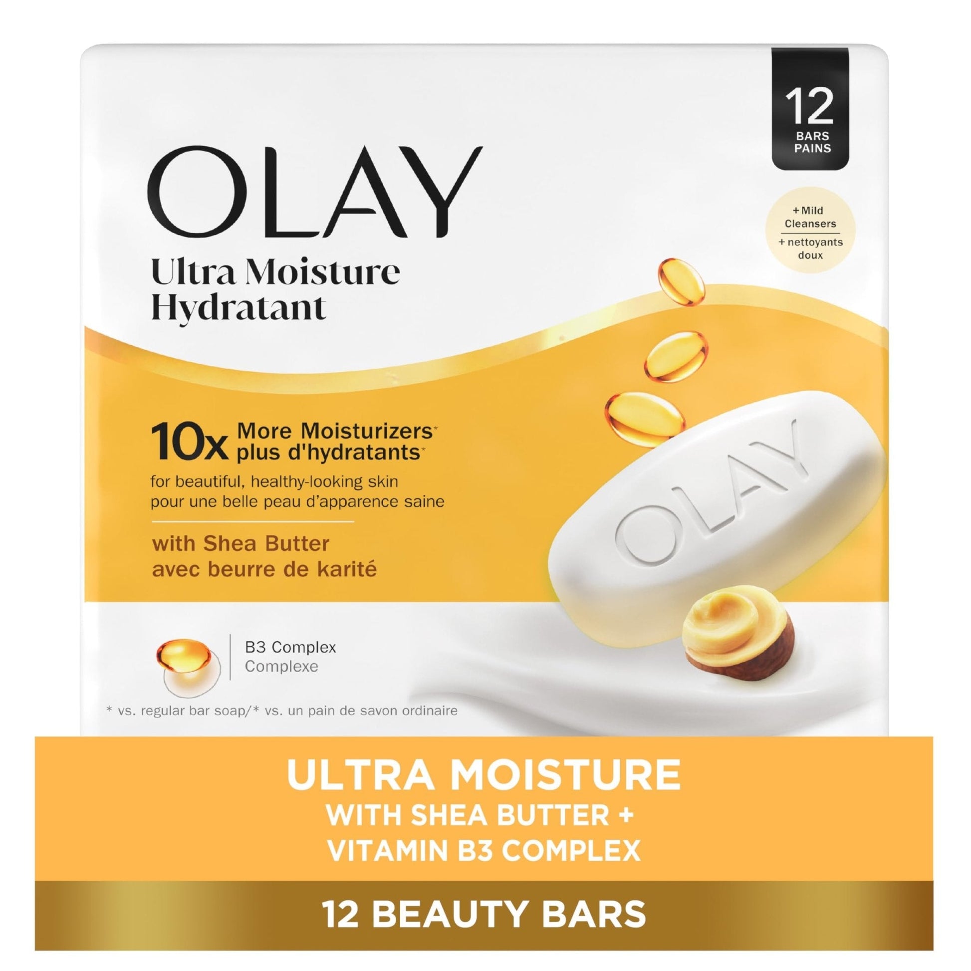Olay Beauty Bar, Ultra Moisture,10x More Moisturizers, Nourishing Conditioners, Smooth & Gentle on Skin, Vitamin B3 Complex - Maple Wellness Supplements