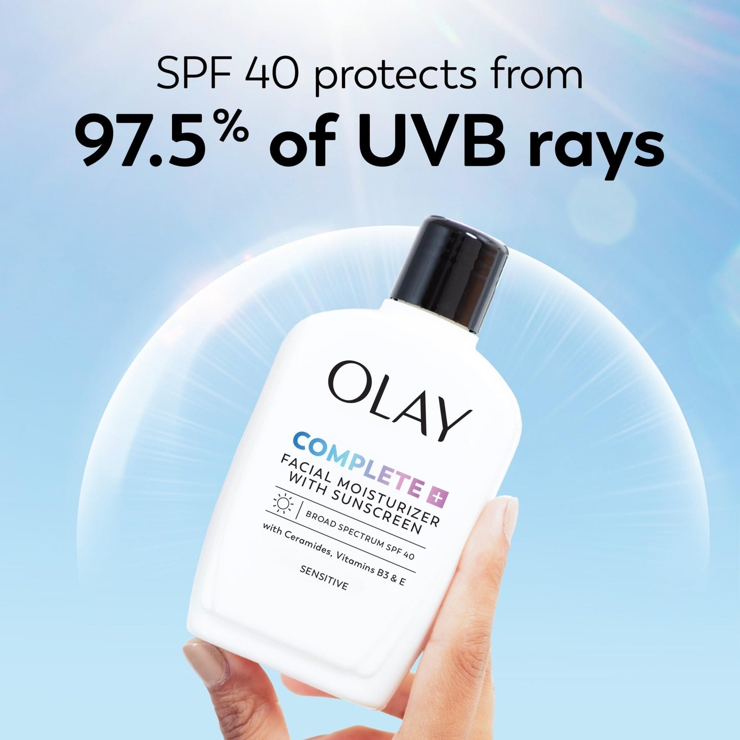 Olay Complete+ Face Moisturizer with Sunscreen SPF 40, For Sensitive Skin, Broad Spectrum Sun Protection, Fragrence-Free - Maple Wellness Supplements