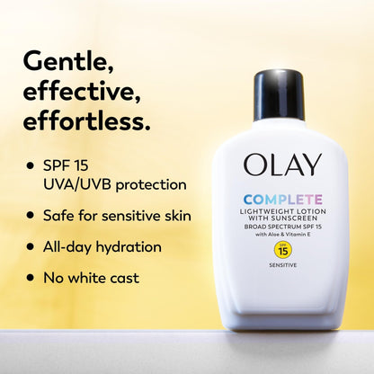 Olay Face Moisturizer, Complete All Day Moisturizer With Sunscreen Broad Spectrum SPF 15 - Sensitive, 4 fl. Oz, 1 unit - Maple Wellness Supplements
