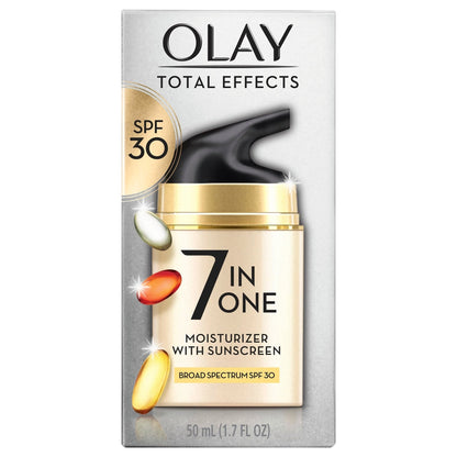 Olay Facial Moisturizing Lotion SPF 30 Total Effects for Dry Skin, 7 Benefits including Minimize Pores, Anti-Aging, 1.7 oz - Maple Wellness Supplements